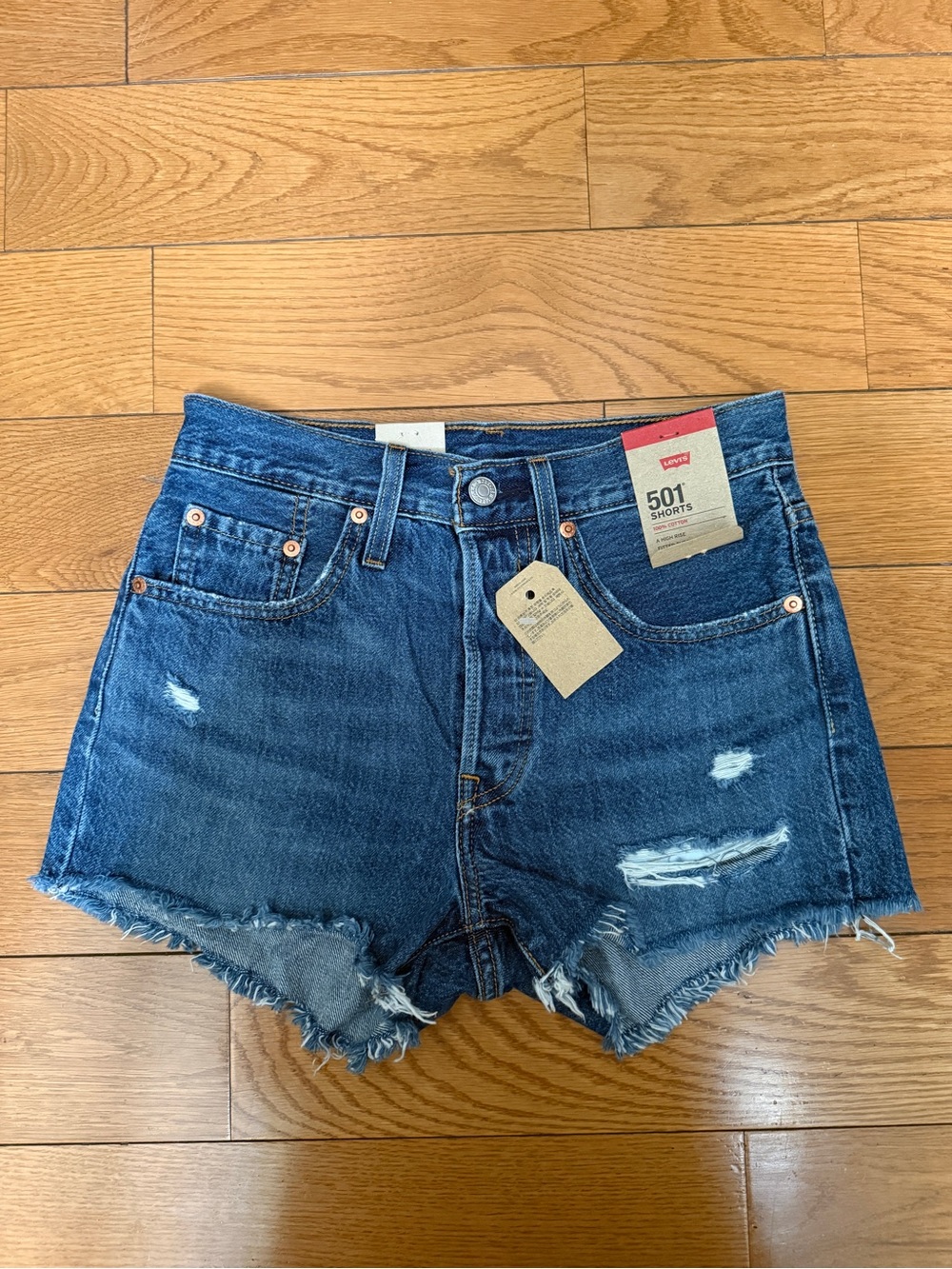 Levi's 501 High-Rise Denim Cutoff Shorts - Dark Blue